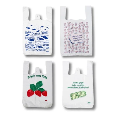 Sacs de transport extra forts sacs en plastique sacs à provisions sacs de transport de chemise marché - Photo 1/4