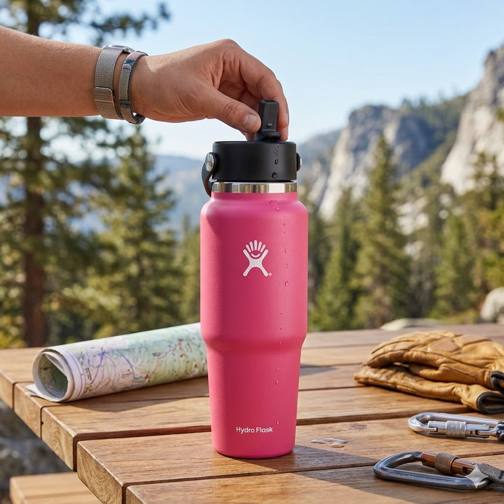 Hydro Flask 32oz Wide Mouth Water Bottle Flex Straw Lid Insulated Leakproof
