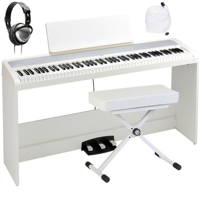 Korg B2+ Digital Piano with Stand and Pedals - White COMPLETE HOME BUNDLE