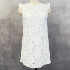 Monteau Floral Lace Shift Dress Womens Large Ruffle Feminine Cottage Bridal