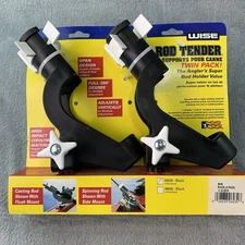 Wise Twin Pack Rod Holder w 2 Side Mounts Black #6039 Open Design Multiple Adj