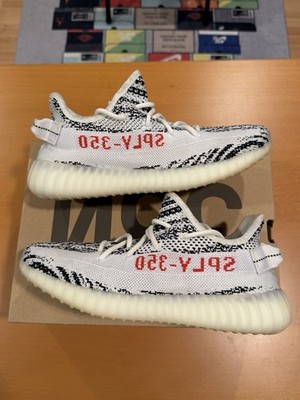 Size 7 - adidas Yeezy Boost 350 V2 Zebra Black White Red CP9654 Sneaker Shoes