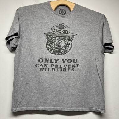 Smokey The Bear Only You Can Prevent Wildfires Graphic T-Shirt - Gray XXL