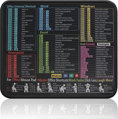 Büro Verknüpfungen Maus Matte, kleine Excel Spickzettel Schreibtisch Matte, 11,8''x9,8'', Waterp