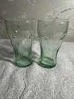 2  Vintage Libbey Coca-Cola Green Glass Cup 4 1/2” With L on The Bottom