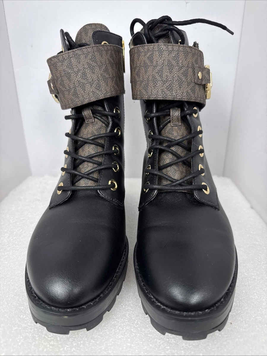 Michael Kors Black Lace-Up Ankle Combat Boots with Side Zip s-l400.jpg main image 4