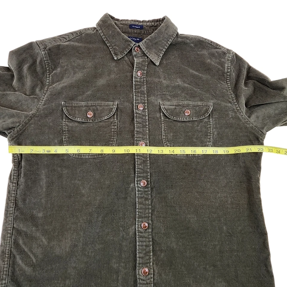 J Crew Camisa Chaqueta Mujer LG Verde Pana Cazadora Abotonada Clásica Otoño Foto 4 de 4