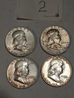 LOT OF 4 FRANKLIN HALF DOLLARS! 1952/1953D/1953D/1963D! NICE! LOOK! 90% SILVER!!