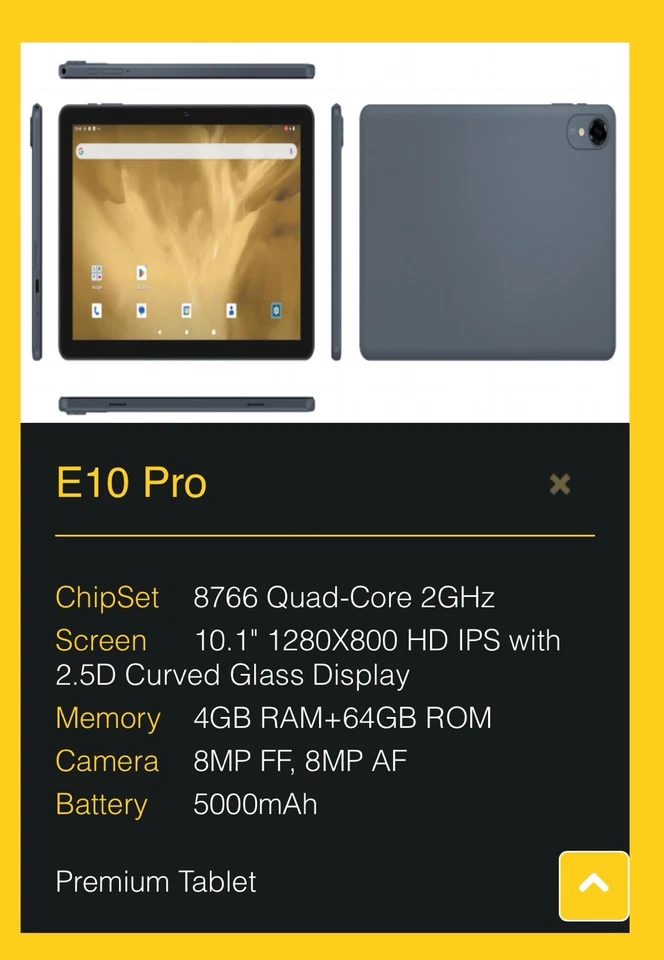 10.1" WIFI+4G LTE  Tablet Android 13 , 4/64GB up to 1TB , HD Dual Core & Camera - Image 2 of 4