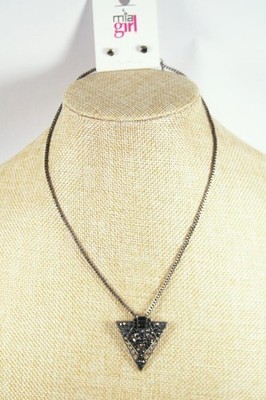 Silver Black Tone Triangle Pendant Necklace Earring Set Fashion Jewelry jxj4 New