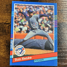 Donruss 1991 Tom Henke #205 Toronto Blue Jays Base Set Baseball Card