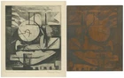 Bernard Kay Abstract Etching & Copper Printing Plate 1955