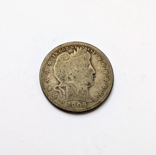 1906-O Barber Quarter 25C - 90% Silver - New Orleans - uncleaned -- SHIPS FREE!