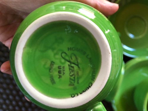 FIESTA HOMER LAUGHLIN CHINA LEAN FREE GREEN CUPS SAUCERS 12 PCS - Picture 2 of 12