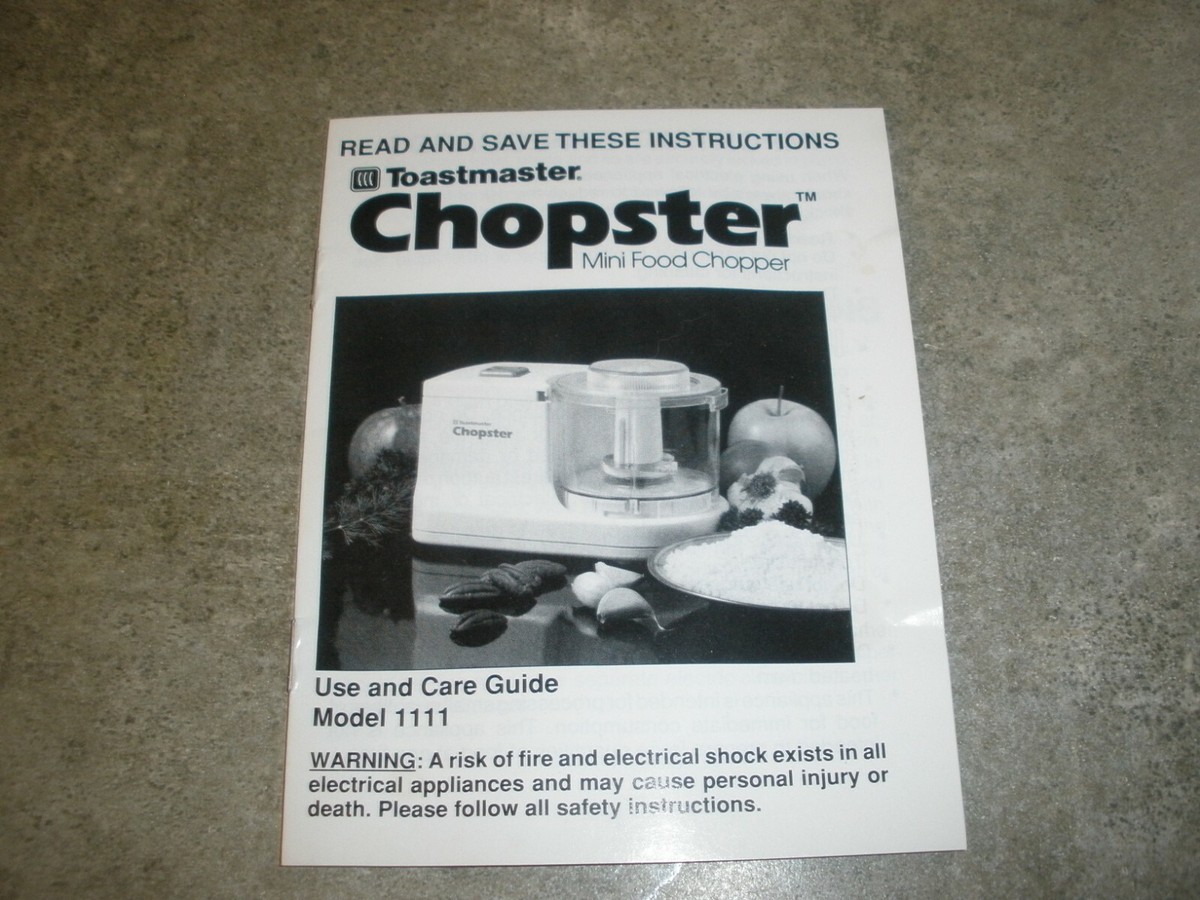 Vintage Toastmaster Chopster Mini Food Chopper 1111 Used Works