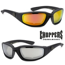 Choppers Padded Foam Wind Resistant Mirror Sunglasses Motorcycle Riding Glasses