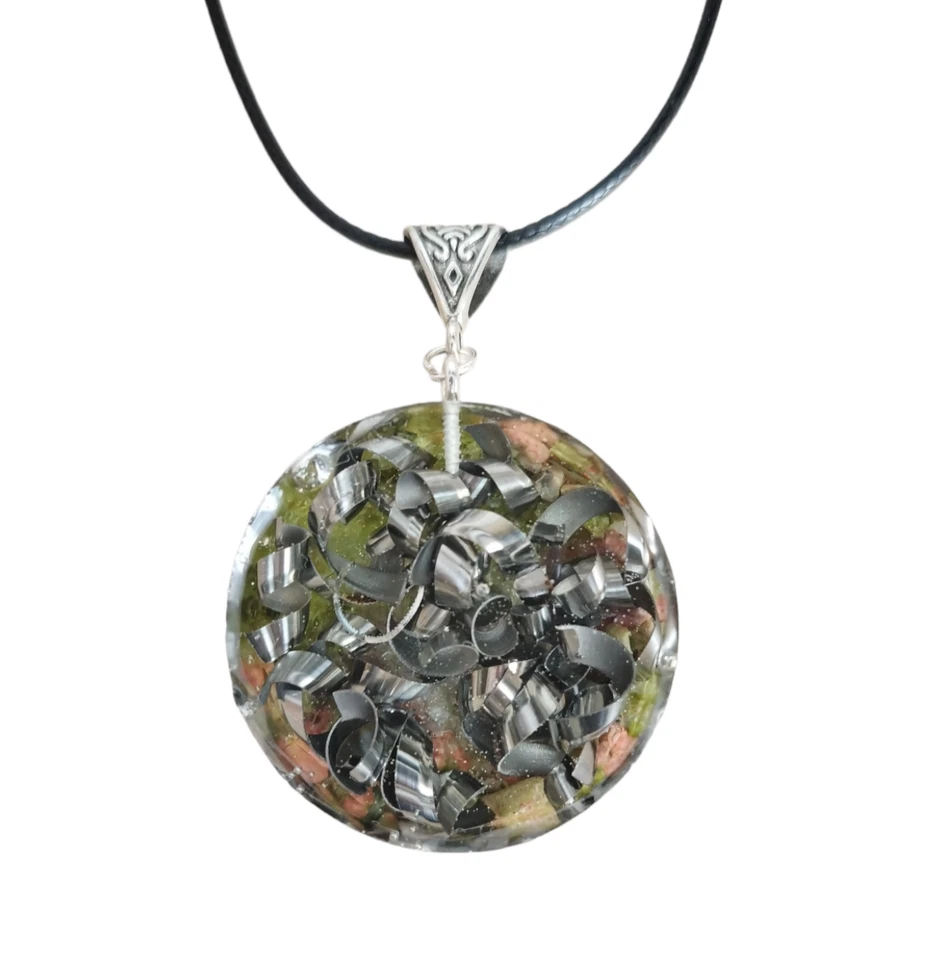 Orgonit Orgon Anhänger Auge des Horus Olivina Unakite Fluorit Halskette Unisex - Bild 4 von 4