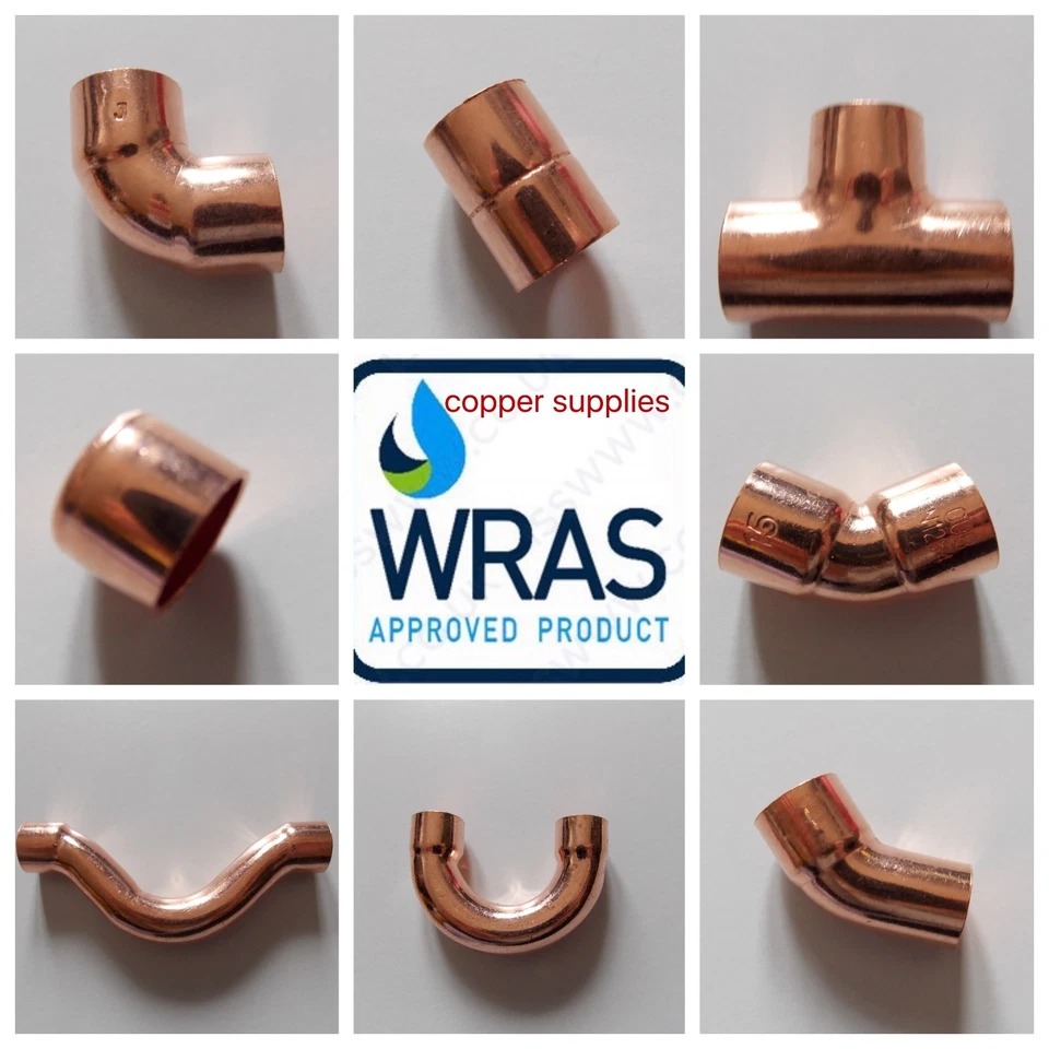15MM END FEED FITTINGS COPPER PIPE/TUBE/WATER/PLUMBING/GAS/DIY/NEW 6MM-22MM