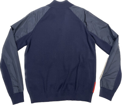 Prada Red Tab Wool / Nylon Knit Jacket Sweater Navy Blue Prada Red Tab Wool / Nylon Knit Jacket Sweater Navy Blue
