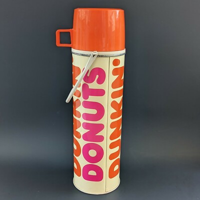 Vintage Dunkin Donuts Metal Thermos 32 oz Glass Liner King Seeley