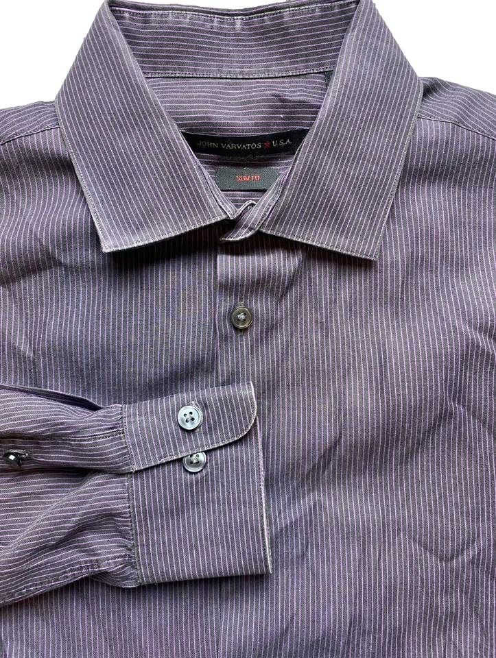 Camisa John Varvatos Adulto 15 32/33 (Pequeña) Púrpura Calce Ajustado Abotonada EE. UU. Para Hombres Foto 2 de 4