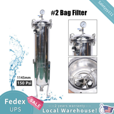 PRM #2 304 SS Bag Filter Housing 2'' NPT Inlet Side and Bottom Dual Port Outlet