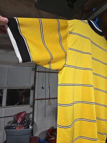 Vtg Nike Soccer Football Jersey Mens LG Yellow Black Striped V-Neck EUC USA Made - Picture 14 of 20