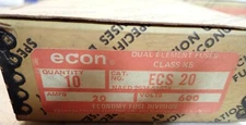 Box of 10 NEW - Economy Dual Element Class K5 Fuse ECS20 20 Amp 600 Volts AC
