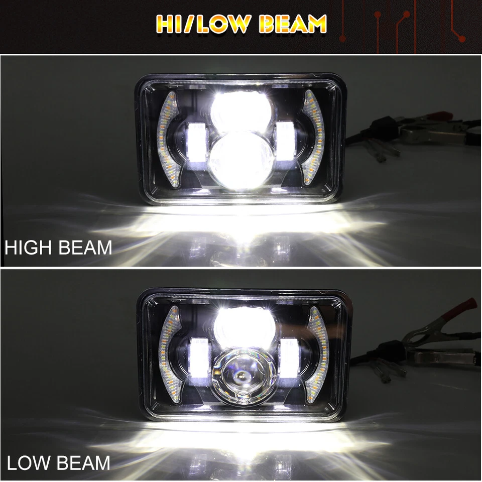 Faros LED DRL de 4x6" para Ford Probe 1993 1994 1995 1996 1997 rectangulares 2 piezas Foto 3 de 4