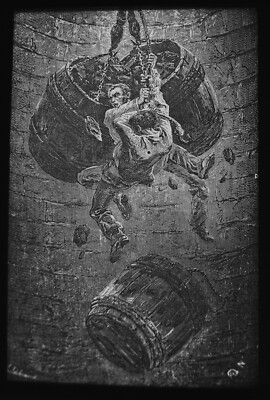 COAL MINING : TUB COLLIDING IN SHAFT C1875 VICTORIAN Magic Lantern Slide