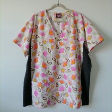 Divine Scrubs Womens Nursing JDM Uniforms White Pink Floral Size 3X