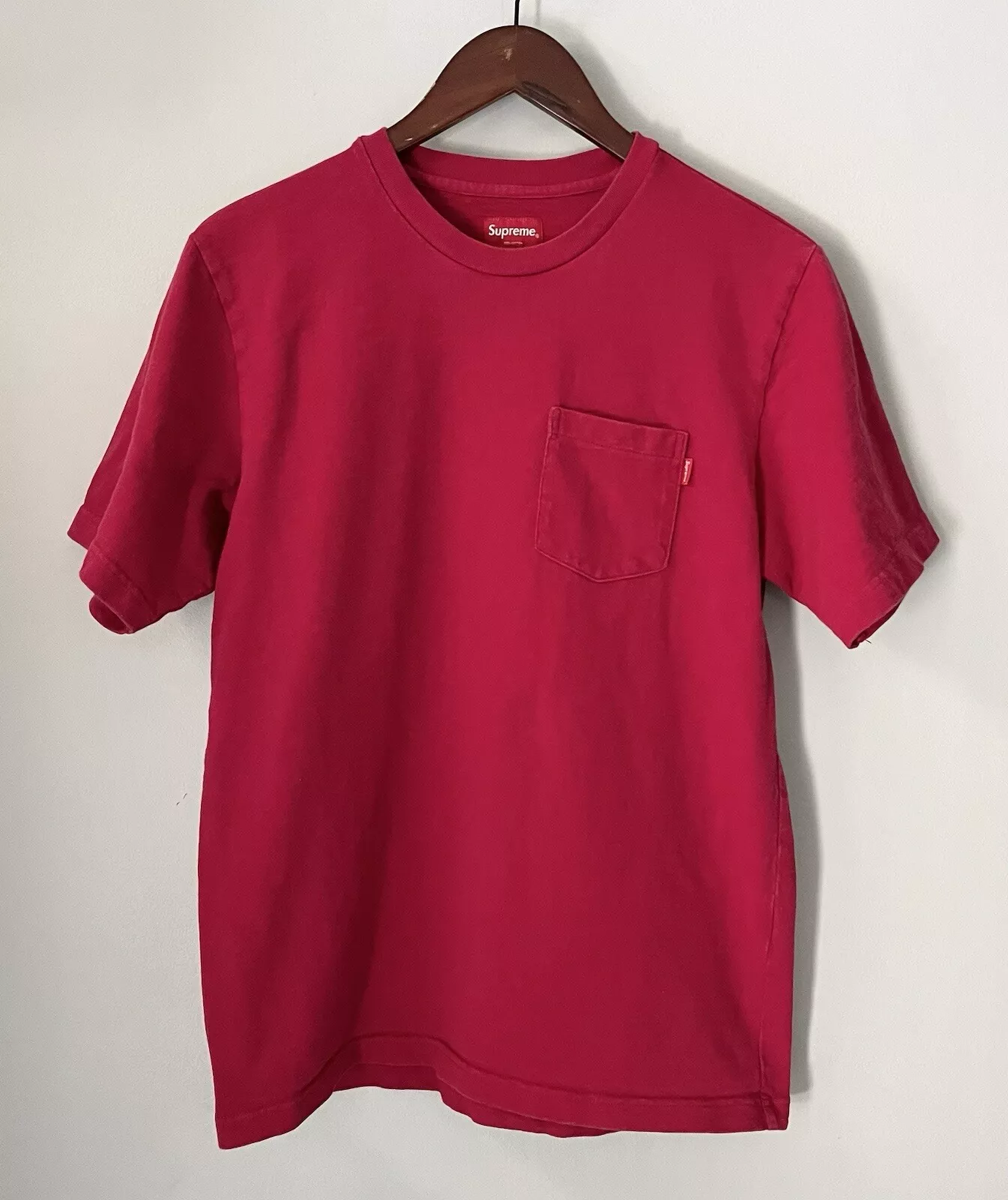Supreme Pocket T shirt rouge rose homme moyen 100 % coton