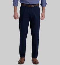 Haggar Men's Blue Eclo Stria Classic-Fit Front Pleated Dress Pants Size 34W 34L