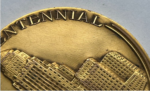 1932 Medal Buffalo Centennial Gilt Bronze (Special Strike) - 58mm - RARE!!! - Picture 5 of 5