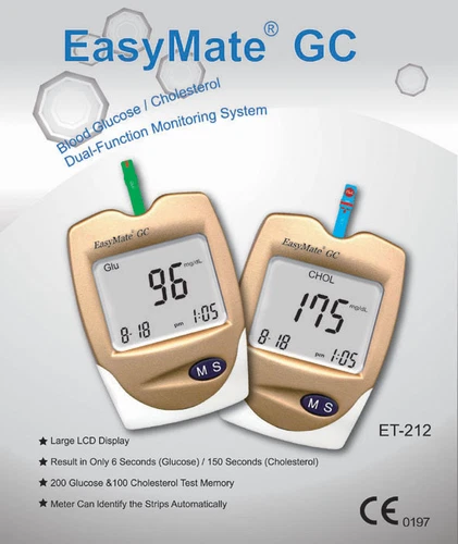 Cholesterol Test Kit - with strips - also for Glucose - EASYMATE - TGA 197422