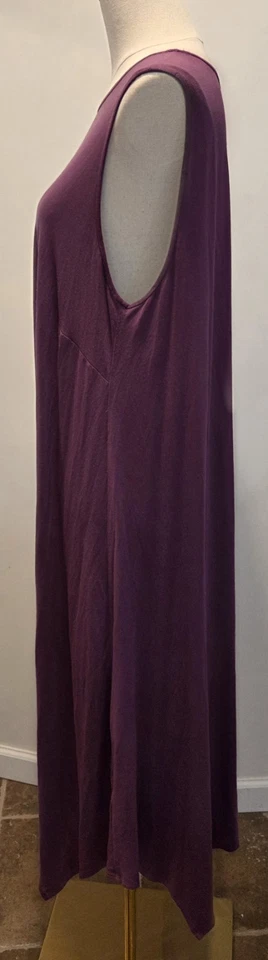 Maxi Vestido Vaina Midi Eileen Fisher Tejido Elástico Púrpura Cuello Joya Silencioso Lujo Foto 3 de 4