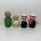 Vintage Fisher Price Little People Toy Figures Lot Of 4 1970s Firemen Dad Child