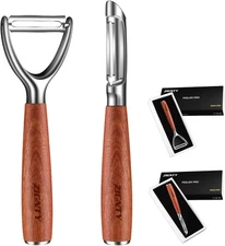 Vegetable Fruit Peeler Stainless Steel Sharp Kitchen Tool Ergonomic Wooden Ha...