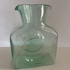 Vintage MCM Blenko Glass 384 Antique Green Double Spout Water Bottle Pitcher