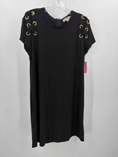 Pre-Owned MICHAEL Michael Kors Black Size Large Knee Length Short Sleeve Dress