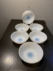 6 Vintage Anchor Hocking Fire King Mosaic Blue Berry Dessert Bowls 4 1/2 Inch
