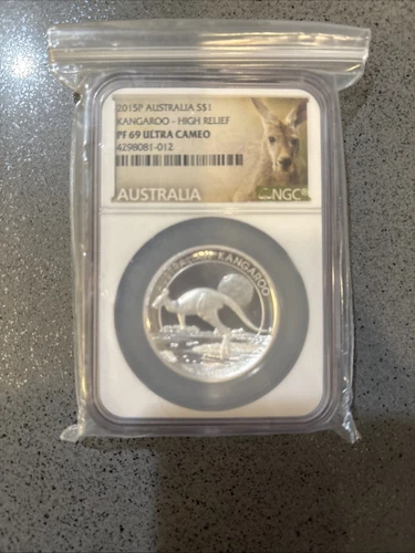 2015 P Australia 1 oz Silver Dollar Kangaroo High Relief Proof PF69 UC NGC