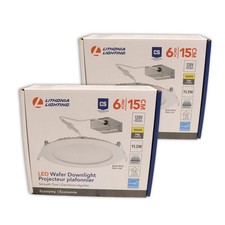 Lámpara de techo regulable 2Pk-Lithonia LED empotrada de 6" oblea ultra delgada Downlight