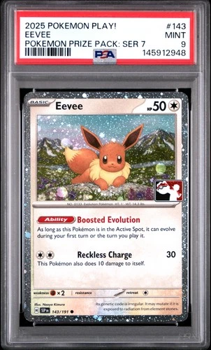 2025 POKEMON PLAY! POKEMON PRIZE PACK: SERIES 7 #143 EEVEE PSA 9