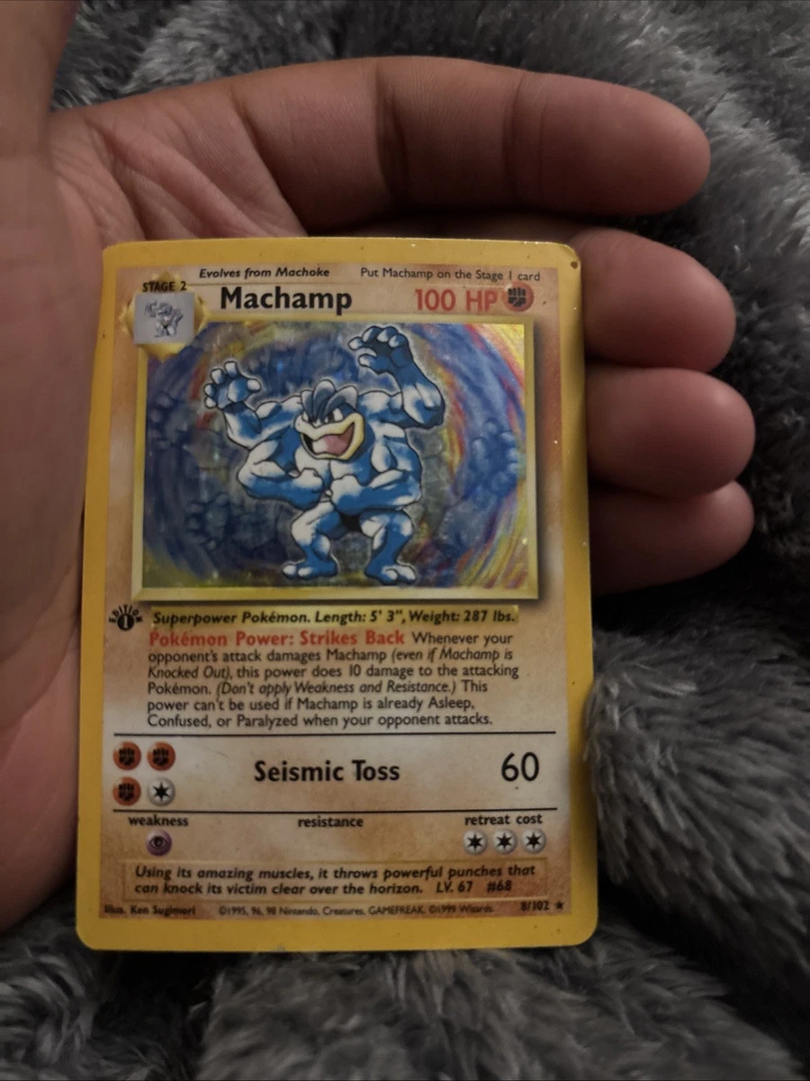 Pokémon TCG Base Set Machamp Grade 9.5 Individual Collectible Card