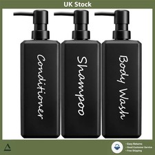 Modern 3-Pack Black Shampoo Dispenser Bottles, 500ml - Stylish Bathroom Set