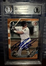 PEYTON BURDICK RC SIGNED 2019 BOWMAN DRAFT BD-74 SP /25 BECKETT AUTHENTIC AUTO