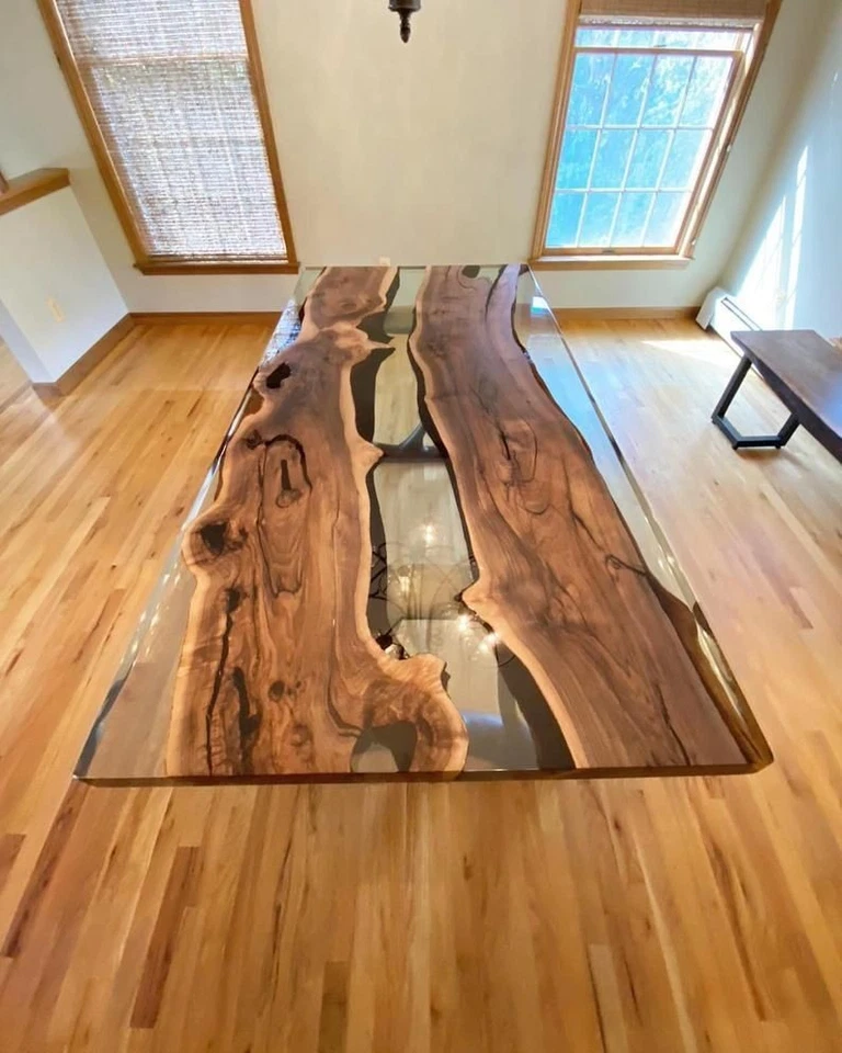 Luxury Clear Epoxy Resin River Coffee Table – Unique Live Edge Design - Image 2 of 4