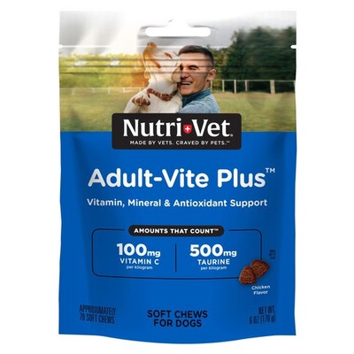 Nutri-Vet Adult-Vite Plus Dog Multivitamin Soft Chews, Daily 6 Ounces, GRAY 