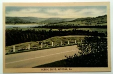 Vintage Linen Scenic Drive Postcard Altoona PA Tichnor Bros 1930s